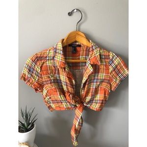 Plaid Tie Crop Top
